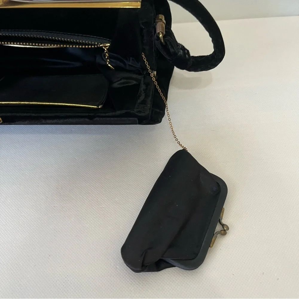 Vintage Garay Black Velvet Pocketbook Retro 60’s